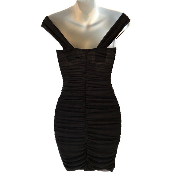 NWOT City Triangles Women's Short Sleeveless Ruching Gathered Black Dress - Picture 3 of 3